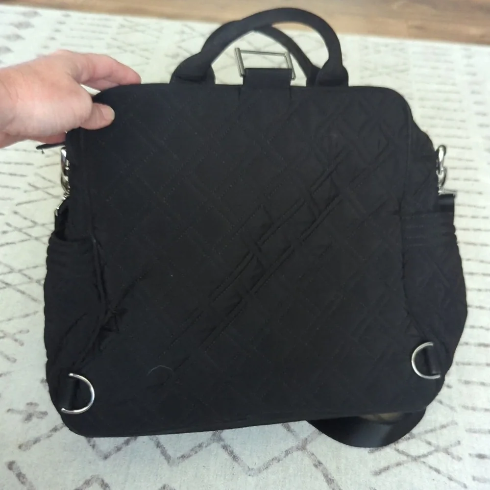 Vera Bradley Black Diaper Bag With Shoulder And Hand Strap Adjustable.